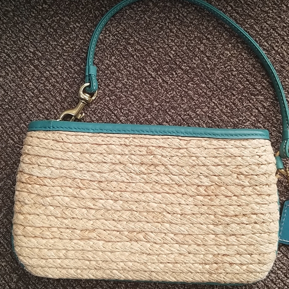 Coach Bleeker straw and turquoise leather set - Picture 6 of 8